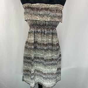 Velvet Torch Sleeveless Ruffle Print Dress with Ruching Under Bust